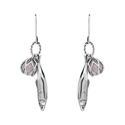 Sterling Silver Emma Stothard Silver Darling Rose Quartz Float Charm Hook Earrings, E2582.
