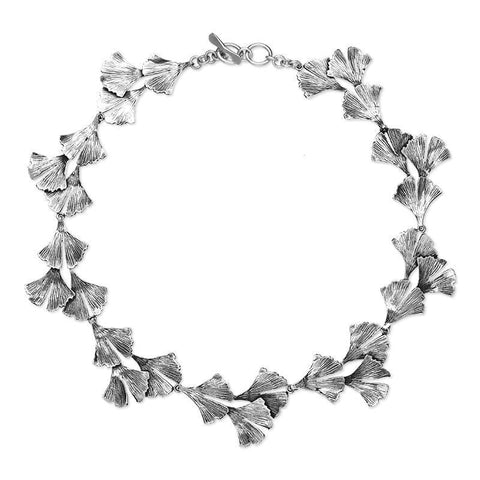 Sterling Silver Gingko Leaf Necklace, N1123.