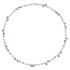Sterling Silver Labradorite Amethyst 4mm Bead Chain Link Necklace, N952_16.