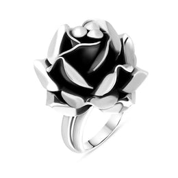 Sterling Silver Large Rose Adjustable Ring, RUNQ0000902.