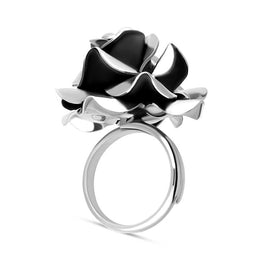 Sterling Silver Large Rose Adjustable Ring, RUNQ0000902. side
