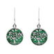 Sterling Silver Malachite Round Large Tree of Life Leaves Drop Earrings, E2427