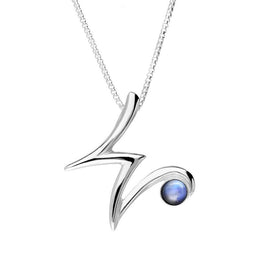 Sterling Silver Moonstone Love Letters Initial W Necklace, P3470C.