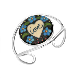 Sterling Silver Moorcroft Love Flowers Bangle D