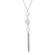 Sterling Silver Pearl Triple Stone Tassel Drop Necklace N825