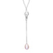 Sterling Silver Pink Pearl Oval Double Drop Necklace N694