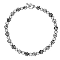 Sterling Silver Textured Bead Necklace, NUNQ0000790.