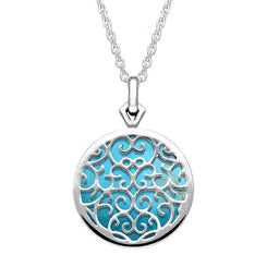 Sterling Silver Turquoise Flore Filigree Necklace, P2339C