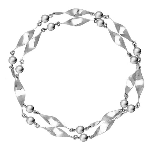 Sterling Silver Twist Bead Necklace, N1124