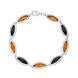 Sterling Silver Whitby Jet Amber Marquise Shaped Nine Stone Bracelet, B852.
