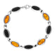Sterling Silver Whitby Jet Amber Nine Stone Long Oval Bracelet, B656.