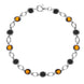 Sterling Silver Whitby Jet Amber Round Stone Link Bracelet, B882.