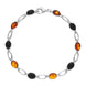 Sterling Silver Whitby Jet Amber Ten Stone Oval Bracelet, B654.