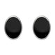 Sterling Silver Whitby Jet Classic Large Oval Stud Earrings, E007. 