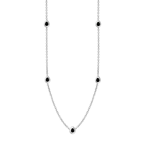 Sterling Silver Whitby Jet Cross Link Disc Chain Necklace, N748.