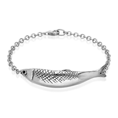 Sterling Silver Whitby Jet Emma Stothard Silver Darling Chain Link Bracelet, B1202.