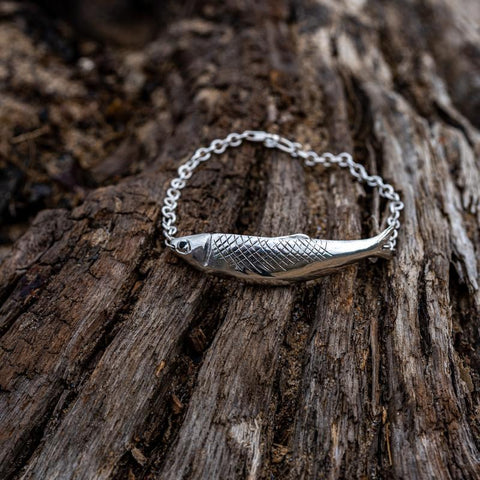 Sterling Silver Whitby Jet Emma Stothard Silver Darling Chain Link Bracelet, B1202.Sterling Silver Whitby Jet Emma Stothard Silver Darling Chain Link Bracelet, B1202.