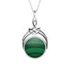 Sterling Silver Whitby Jet Malachite Cradle Round Swivel Fob Necklace, P258_12.