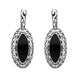 Sterling Silver Whitby Jet Marquise Pierced Frame Earrings, E1555
