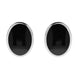 Sterling Silver Whitby Jet Oval Flat Omega Stud Earring, E084.