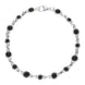 Sterling Silver Whitby Jet Round Bead Link Bracelet, B884.