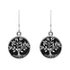 Sterling Silver Whitby Jet Round Large Tree of Life Leaves Drop Earrings, E2427