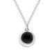 Sterling Silver Whitby Jet Round Stone Pendant, P2175