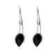 Sterling Silver Whitby Jet Small Leaf Drop Earrings, E1111