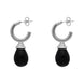 Sterling Silver Whitby Jet Tear Drop Hoop Earrings