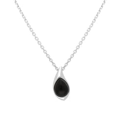 Sterling Silver Whitby Jet Teardrop Pendant, P2529