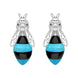  Sterling Silver Whitby Jet Turquoise Bee Stud Earrings, E2424.