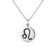 Sterling Silver Whitby Jet Zodiac Leo Round Necklace, P3608.
