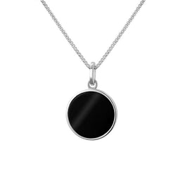 Sterling Silver Whitby Jet Zodiac Leo Round Necklace, P3608_2