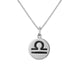 Sterling Silver Whitby Jet Zodiac Libra Round Necklace, P3606.