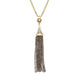 Sterling Silver Yellow Gold Vermeil Smokey Quartz Round Cascade Tassel Necklace PUNQ0005273
