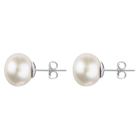 Sterling Silver 10mm White Freshwater Pearl Stud Earrings E625
