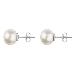Sterling Silver 8mm White Freshwater Pearl Stud Earrings E624