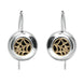 Sterling Silver 9ct Yellow Gold Whitby Jet Spider Web Hook Earrings. E1316.