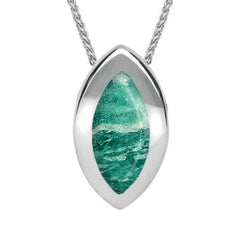 Sterling Silver Amazonite Framed Marquise Necklace, P861  