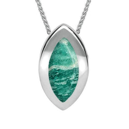 Sterling Silver Amazonite Framed Marquise Necklace, P861  
