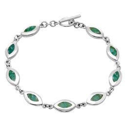 Sterling Silver Amazonite Framed Nine Stone Marquise Bracelet, B462