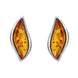 Sterling Silver Amber Leaf Stud Earrings. E1306.