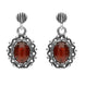 Sterling Silver Amber Oval Ornate Edge Drop Earrings, E2347.