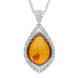 Sterling Silver Amber Pierced Edge Peardrop Necklace P2845