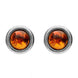 Sterling Silver Amber Round Rope Framed Stud Earrings. E2346.