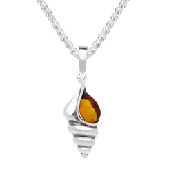 Sterling Silver Amber Small Shell Necklace P3329