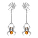 Sterling Silver Amber Spider Web Drop Earrings, E2332.