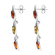 Sterling Silver Amber Three Stone Marquise Drop Earrings. E956.