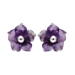 Sterling Silver Amethyst Tuberose Carnation Stud Earrings, E2162.