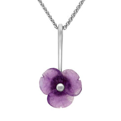 Sterling Silver Amethyst Tuberose Clover Necklace, P2851.
